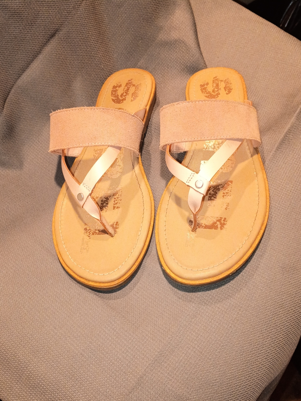 Sorel Tan Suede Strap Toe-Post Sandals